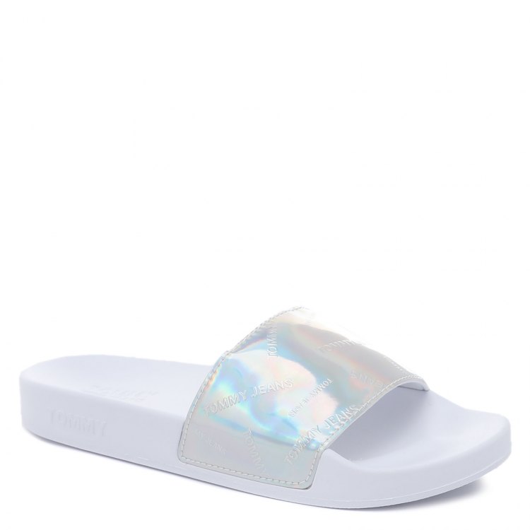 фото Женские шлепанцы tommy jeans iridescent pool slide en0en01379 цв. серебряный 41 eu