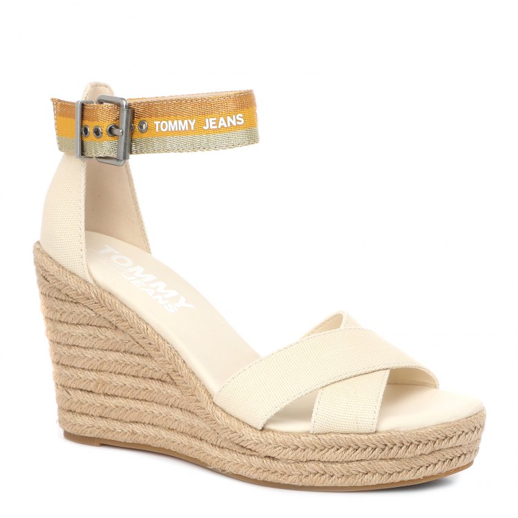 фото Женские эспадрильи tommy jeans lurex webbing wedge sandal цв. молочно-белый 41 eu