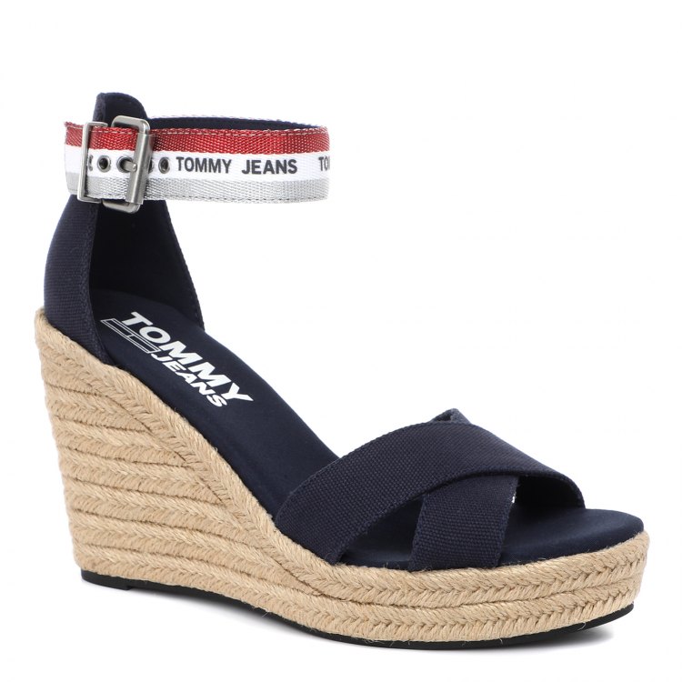 фото Женские эспадрильи tommy jeans lurex webbing wedge sandal en0en01380 цв. темно-синий 36 eu