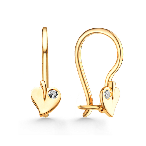 

Серьги из красного золота ЯХОНТ Золотой 221542, фианит, 221542