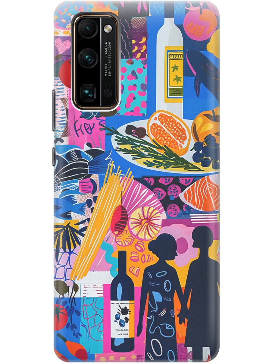 

Силиконовый чехол на Honor 30 Pro+ с принтом "Гастрономический коллаж", Синий;прозрачный;розовый, 722945951