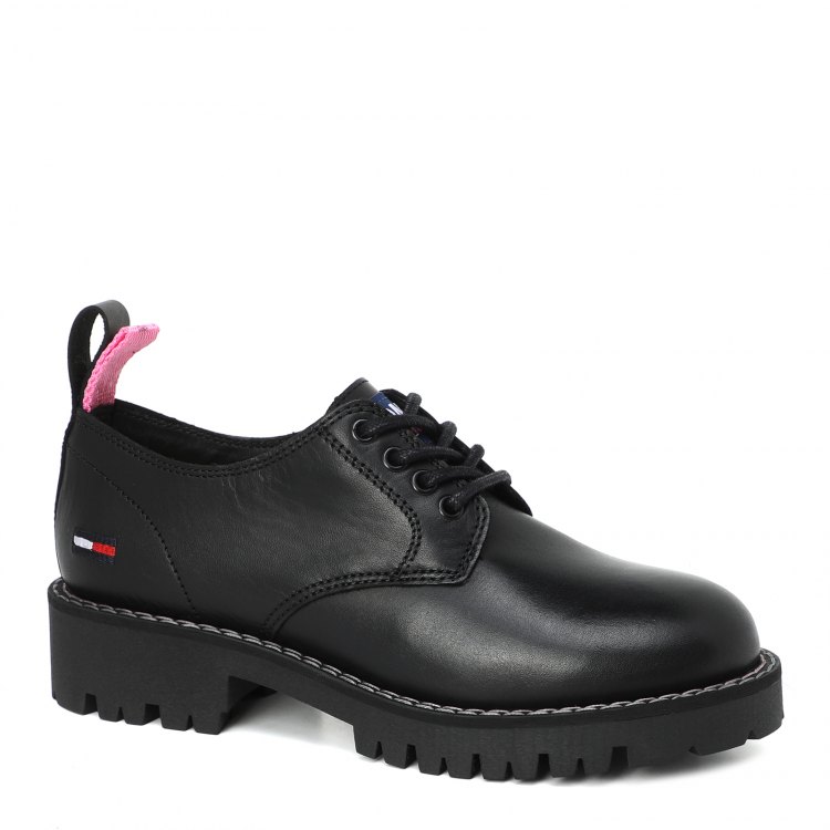 фото Женские полуботинки дерби tommy jeans tommy jeans leather lace up shoe цв. черный 36 eu