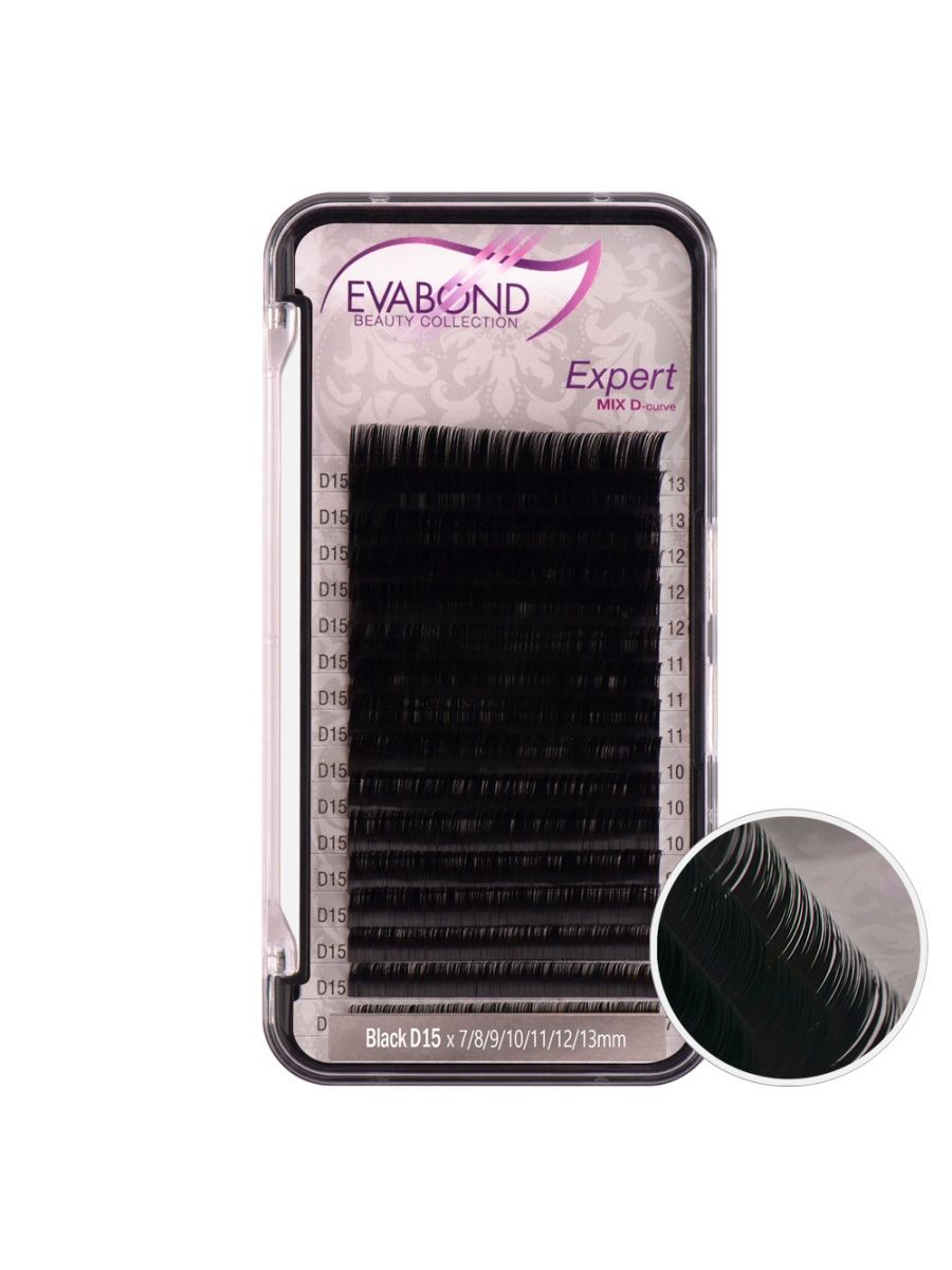 Ресницы Expert черные 16 линий MIX EVABOND Р750-16 706-15 Изгиб D диаметр 015 ресницы oko lashes professional fantasy мини черно синий m 0 10 7 12 mix