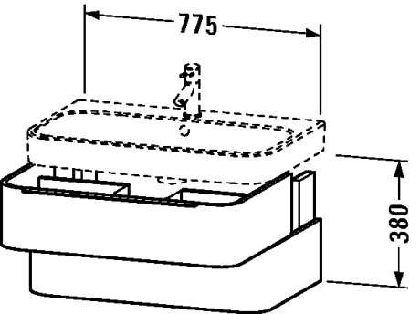 Тумба под умывальник Duravit Happy D.2 775х380х480 подвесная, 2 ящика, дуб темный H2636507