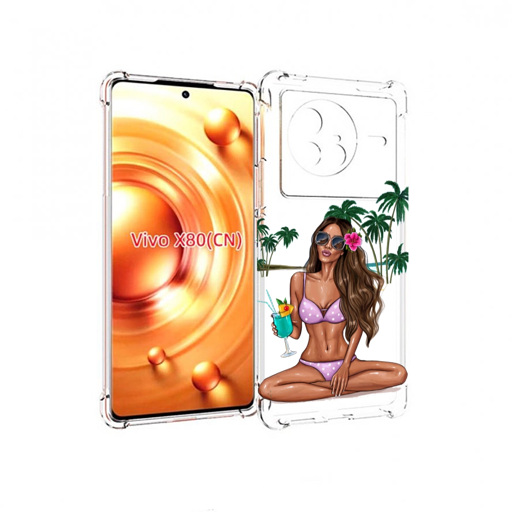 

Чехол Mypads Гавайская-Девушка Женский Для Vivo X80, Прозрачный, Tocco
