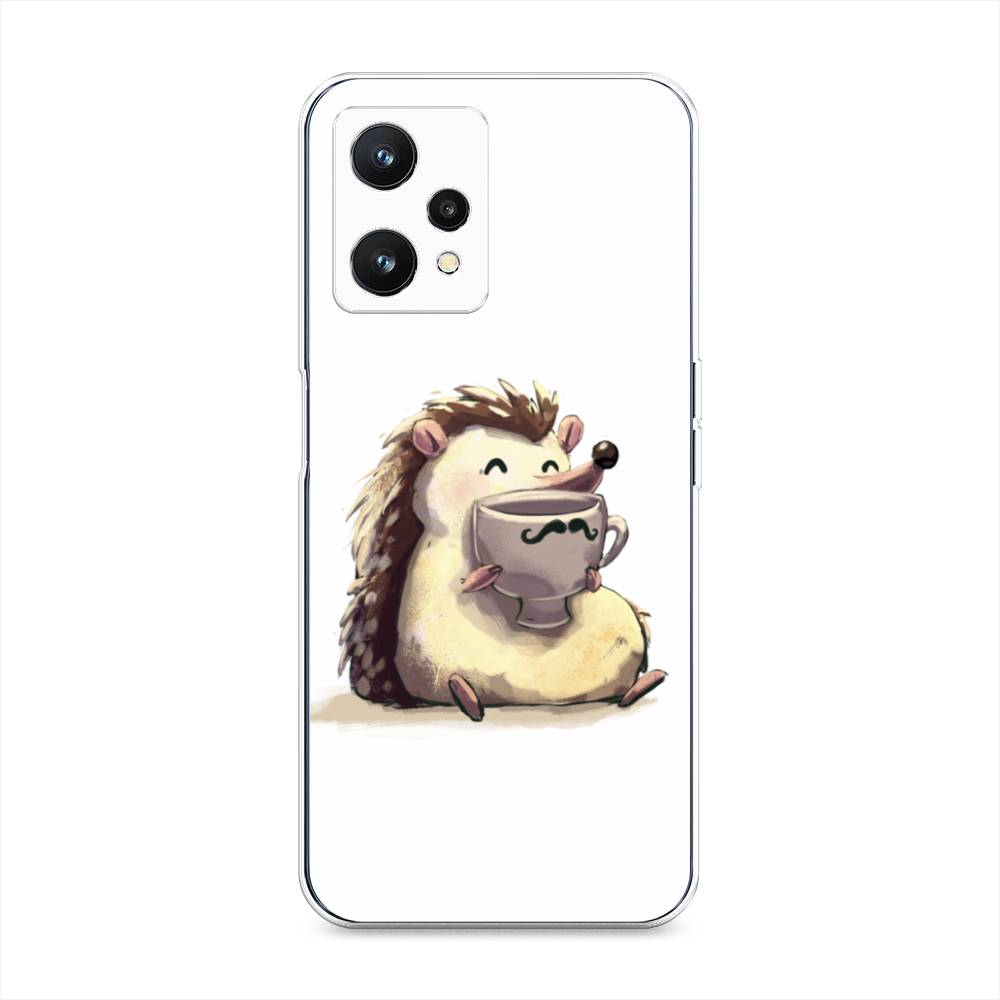 

Силиконовый чехол "Еж кофеман" на Realme 9 5G, Белый;бежевый