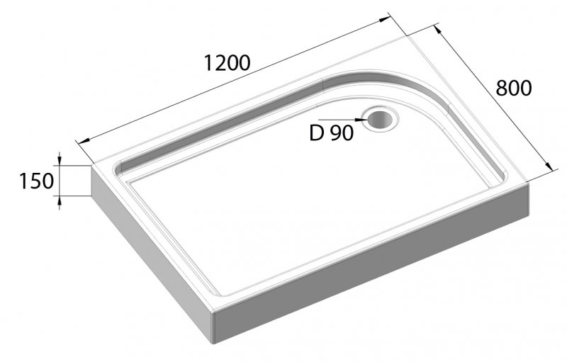 

Поддон акриловый BelBagno (1200х800х150) прямоугольный, правый TRAY-BB-AH-120/80-15-W-R