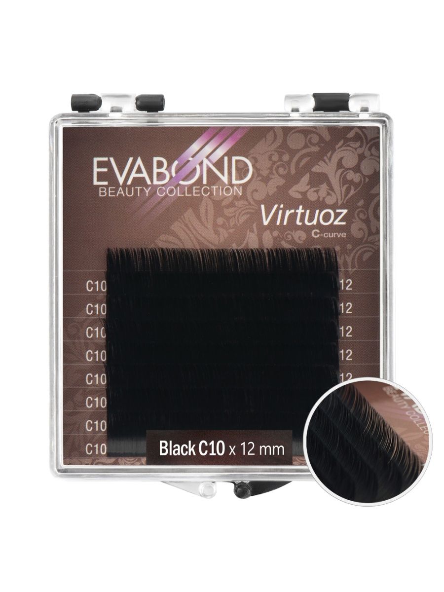 Ресницы Virtuoz 8 линий однолинейные EVABOND Р740-08 701-10-12 Изгиб C O010 12мм