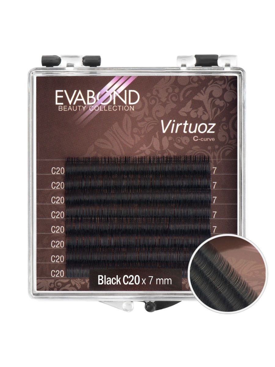 

Ресницы Virtuoz 8 линий однолинейные EVABOND Р740-08 701-20-07 Изгиб C диаметр 020 7мм, Черный, IR-4680379071137
