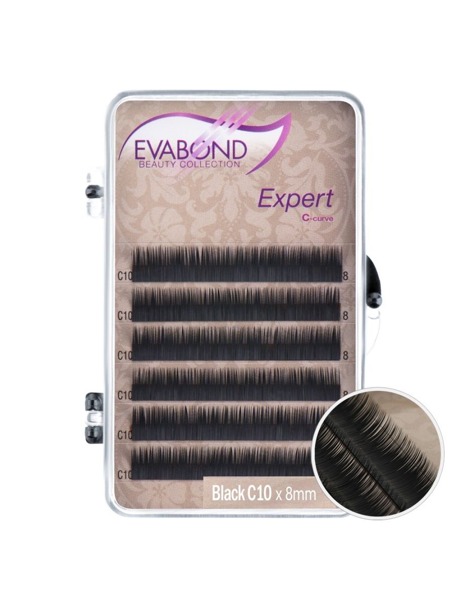 

Ресницы Expert 6 линий однолинейные EVABOND Р750-06 705-10-08 Изгиб C диаметр 010 8мм, Черный, IR-4680379063903