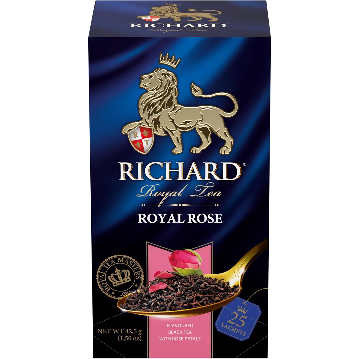 

Чай черный Richard Royal Rose, с розой, 25 сашетов