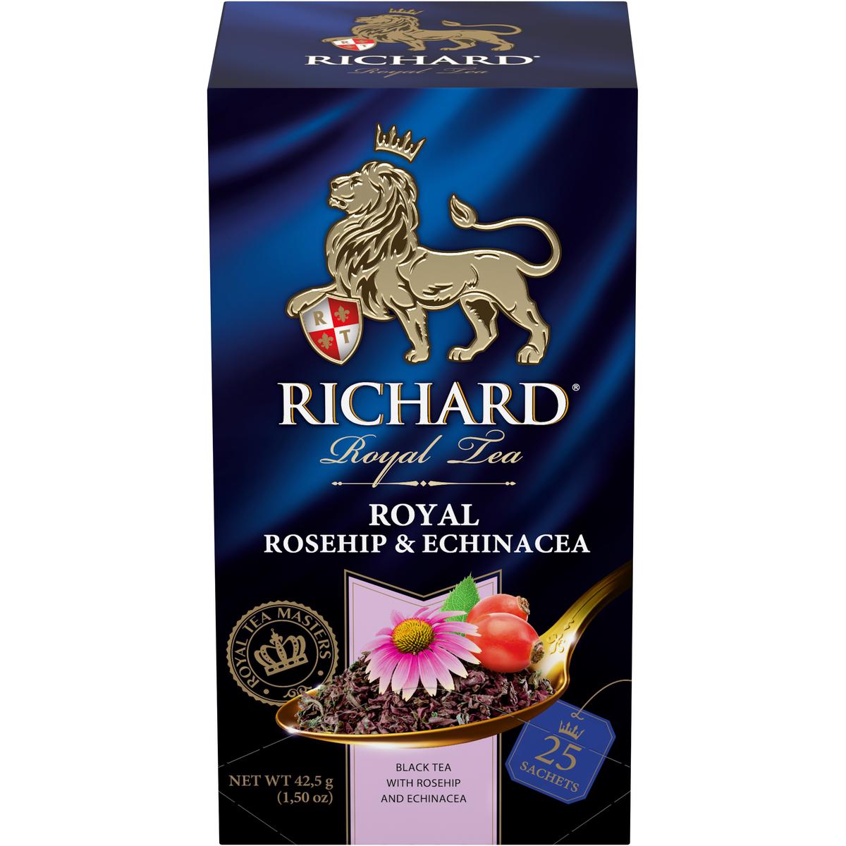 

Чай черный Richard Royal Rosehip & Echinacea, с добавками, 25 сашетов