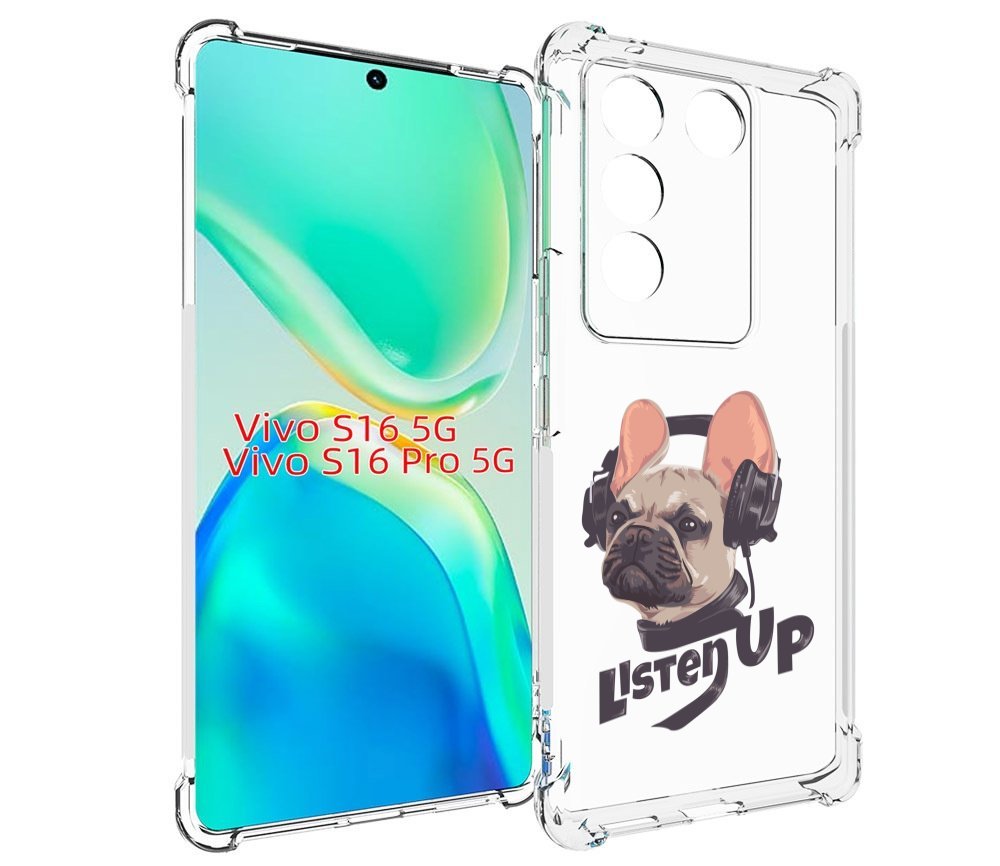 

Чехол MyPads бульдог-слушает-музыку для Vivo S16 5G/S16 Pro 5G/V27/V27 Pro, Tocco
