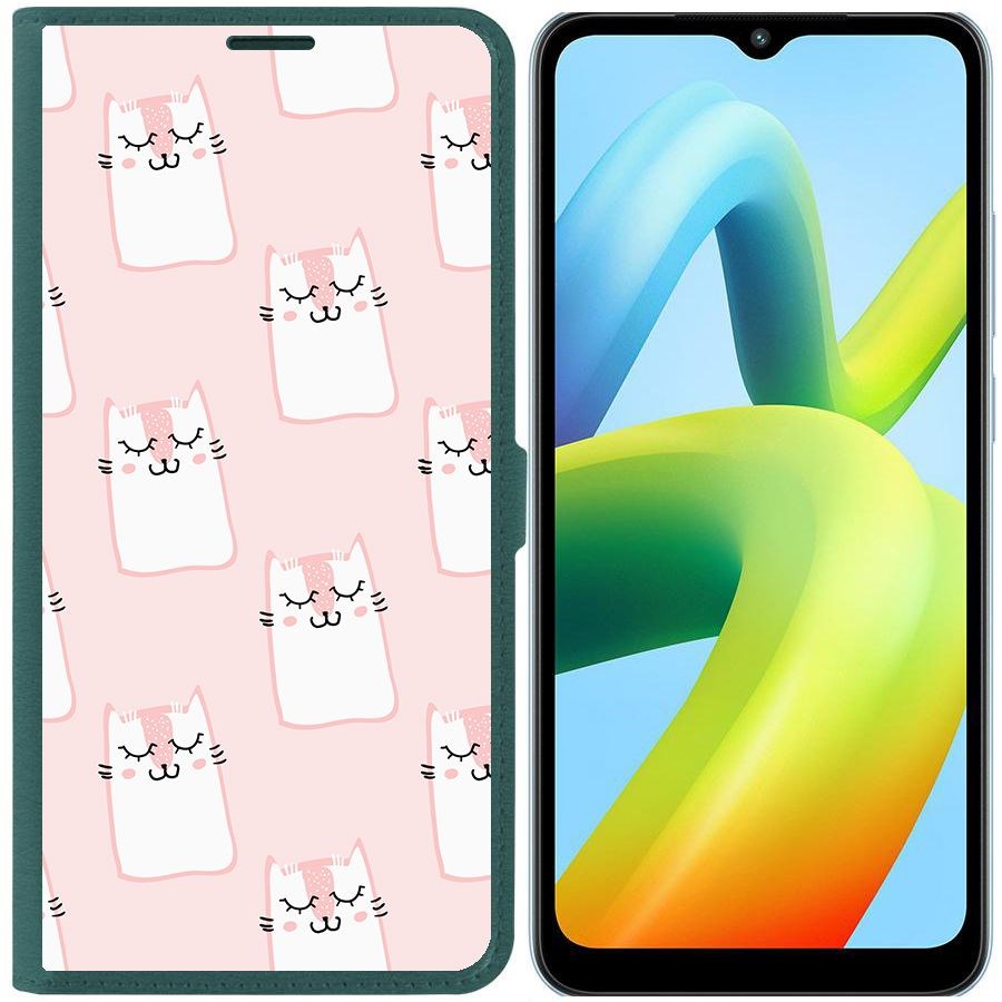 

Чехол-книжка Eco Book для Xiaomi Redmi A1+ Котики паттерн, Зеленый