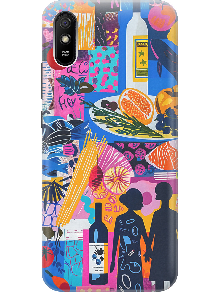 

Силиконовый чехол на Xiaomi Redmi 9A с принтом "Гастрономический коллаж", Синий;прозрачный;розовый, 723276951