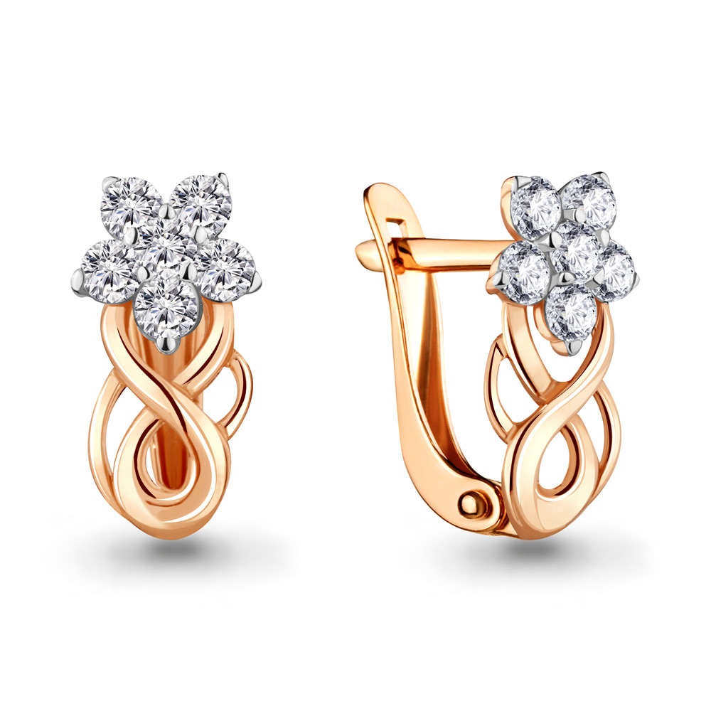 

Серьги из красного золота ЯХОНТ Золотой 222528, фианит, 222528