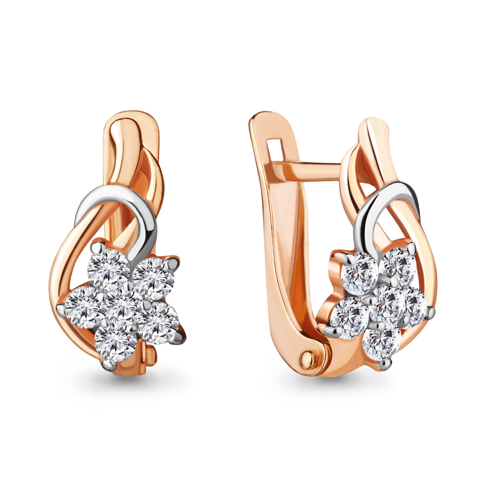 

Серьги из красного золота ЯХОНТ Золотой 222529, фианит, 222529