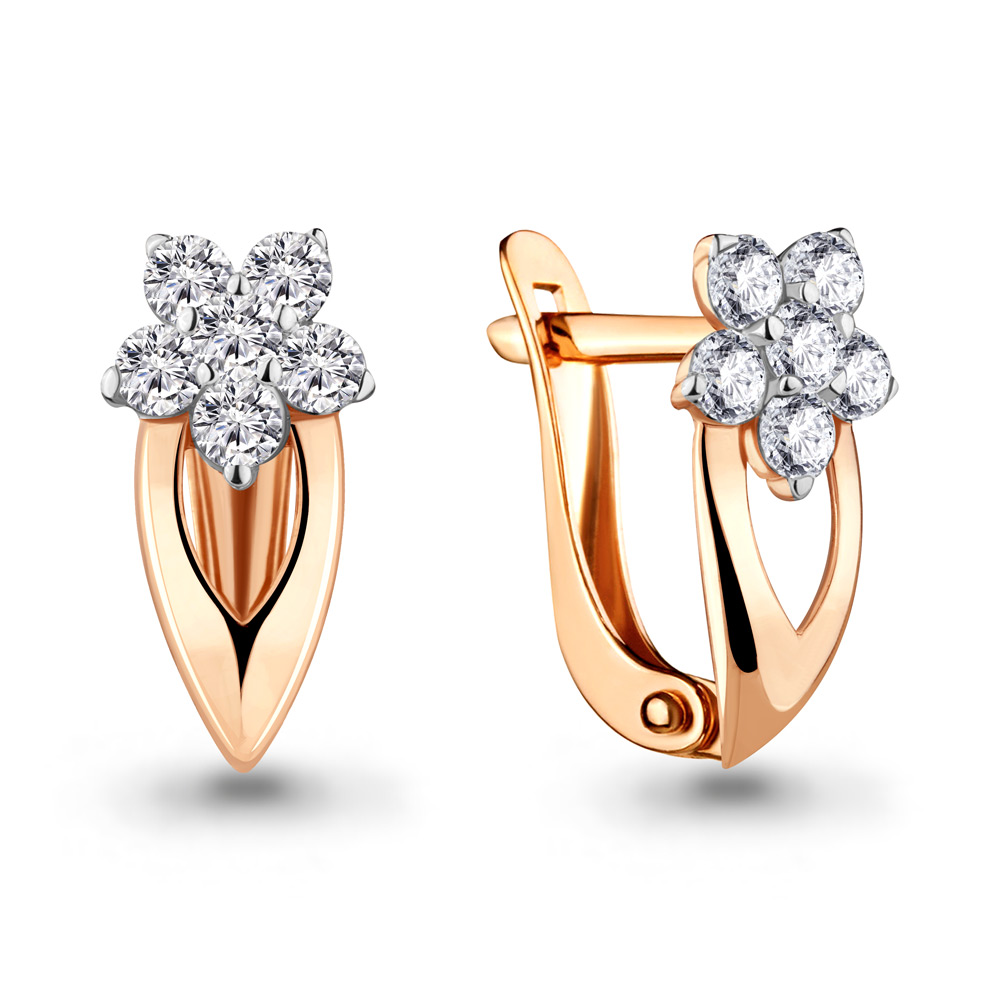 

Серьги из красного золота ЯХОНТ Золотой 222530, фианит, 222530
