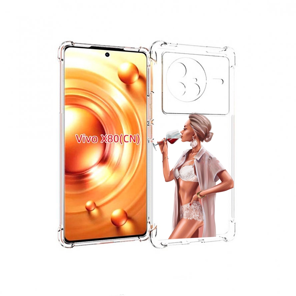 

Чехол Mypads Девушка-С-Вином Женский Для Vivo X80, Прозрачный, Tocco