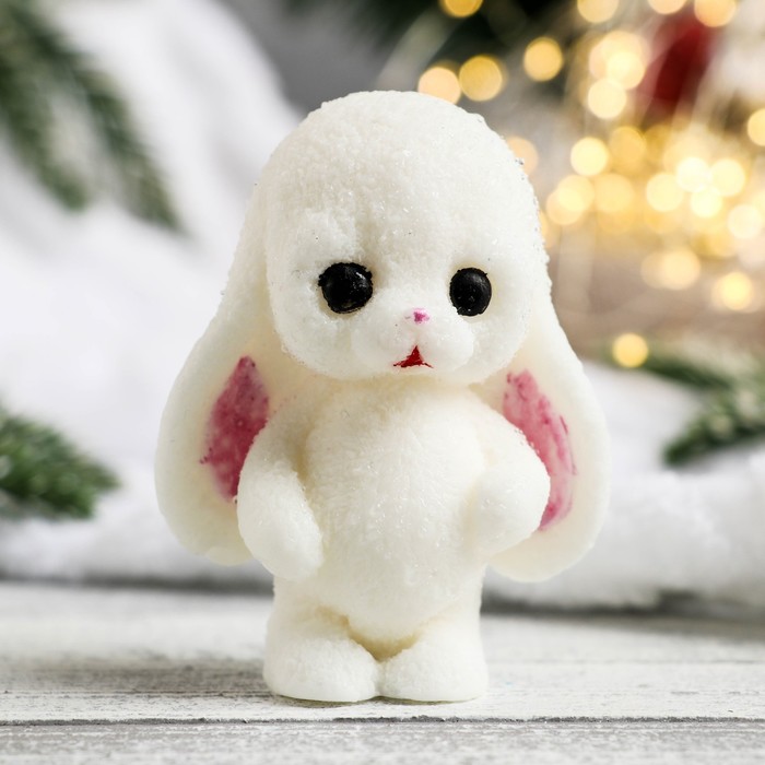 Фигурное мыло Кролик Лютик белый, 80гр, 4,5х6х8см фигурное мыло мороженка котик розовая 80гр