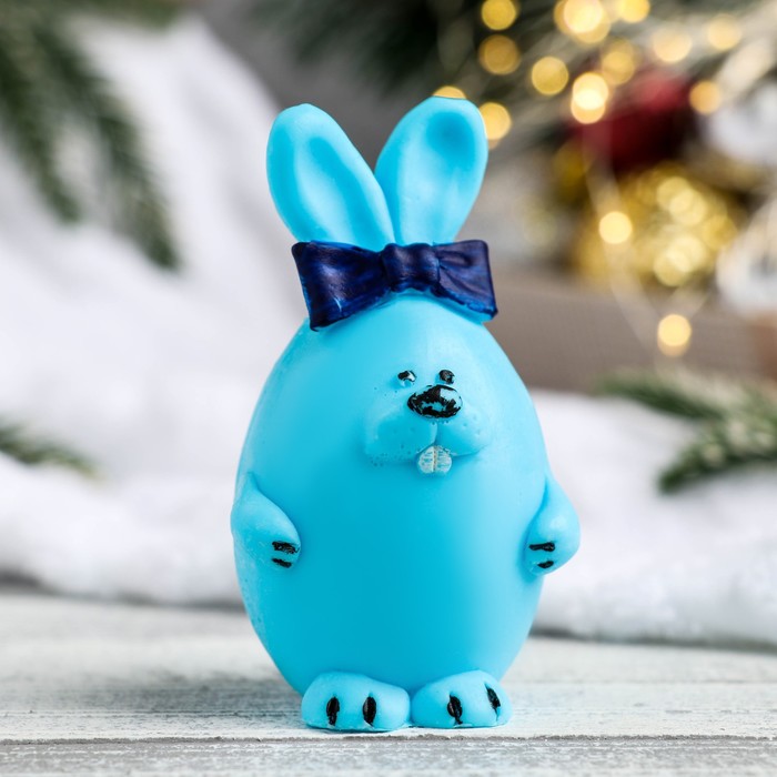 

Фигурное мыло Кролик яйцо с бантом синий, 90гр, 5х5х9см