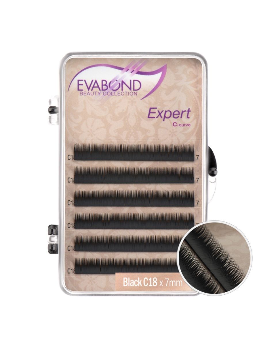 

Ресницы Expert 6 линий однолинейные EVABOND Р750-06 705-18-07 Изгиб C диаметр 018 7мм, Черный, IR-4680379064245