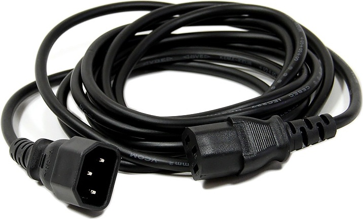 фото Кабель vcom iec 320 c13-iec 320 c14, m-f 3м black (ce001-cu0.5-3m)