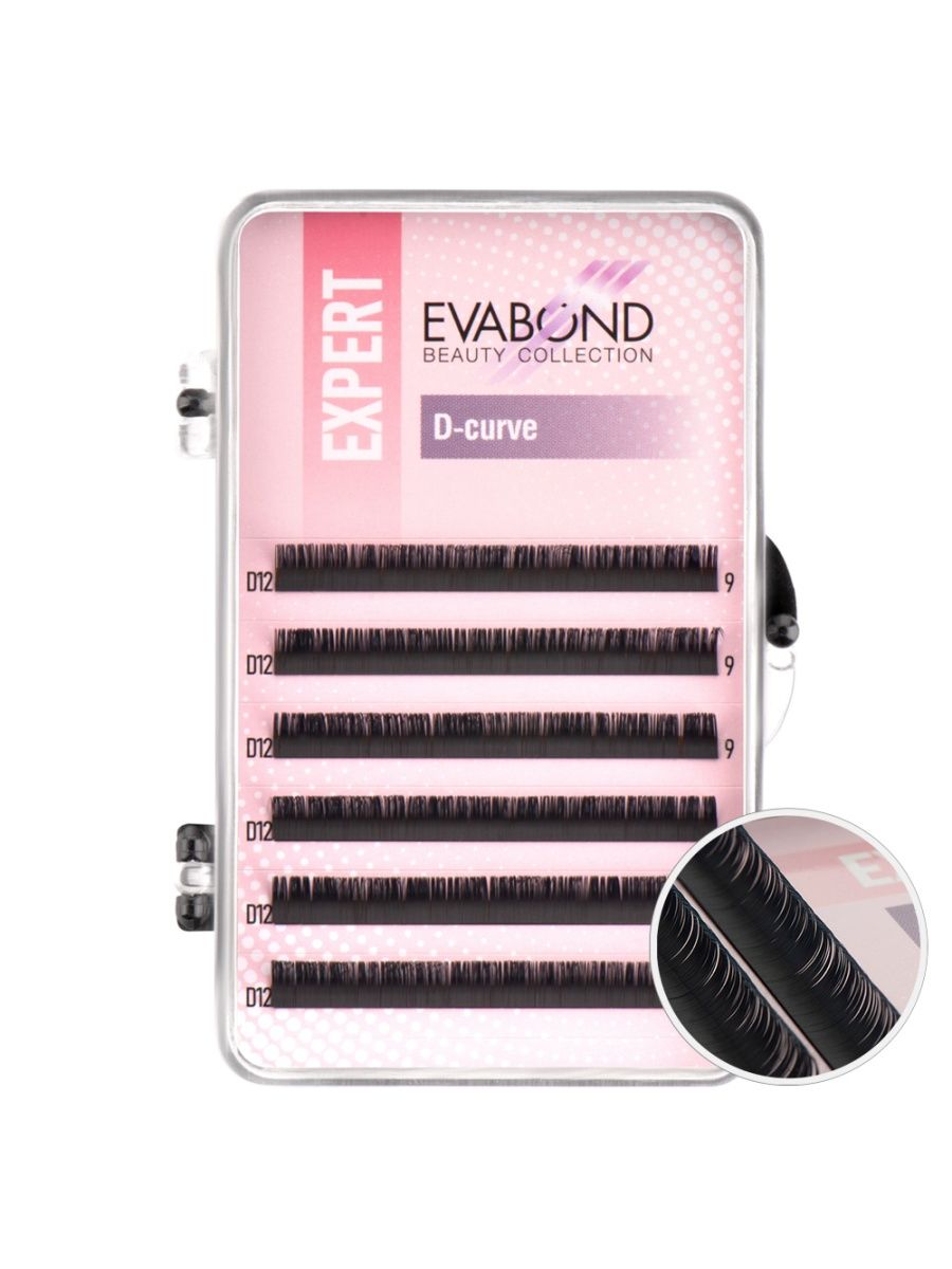 

Ресницы Expert 6 линий однолинейные EVABOND Р750-06 706-12-09 Изгиб D диаметр 012 9мм, Черный, IR-4680379064719