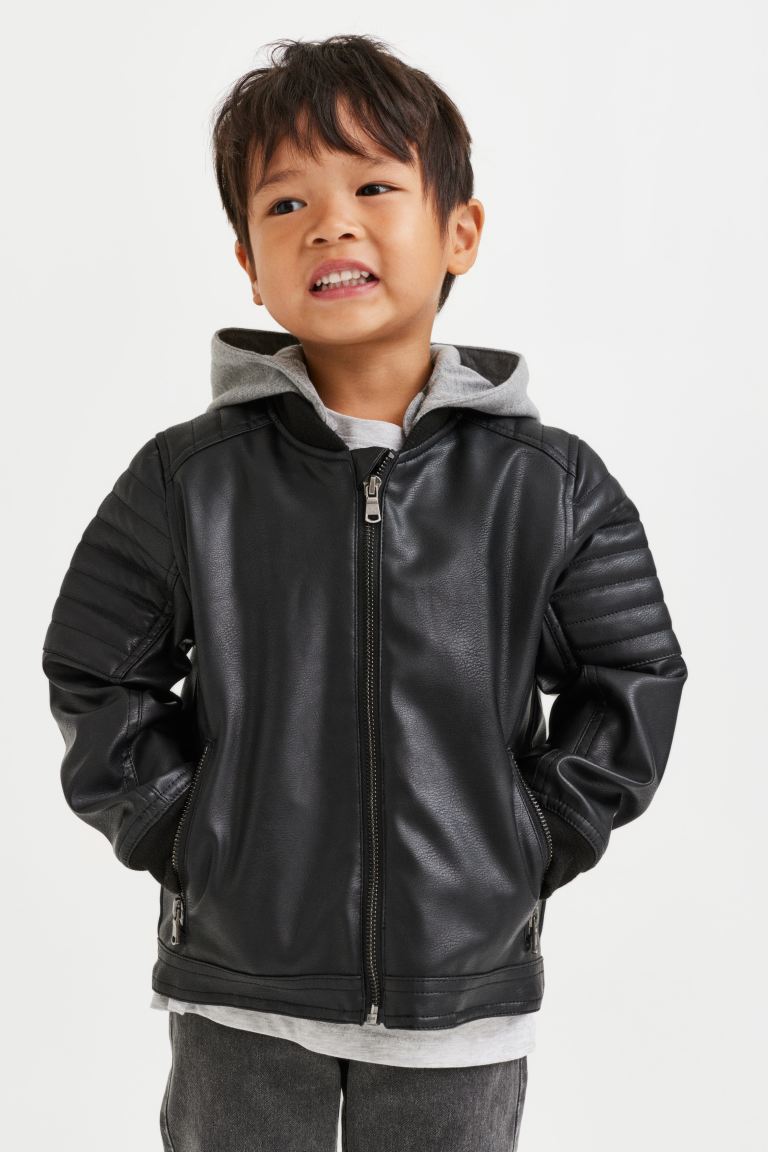 Куртка детская H&M 1077837, цвет черный/светло-серый, размер 140 (доставка из-за рубежа)