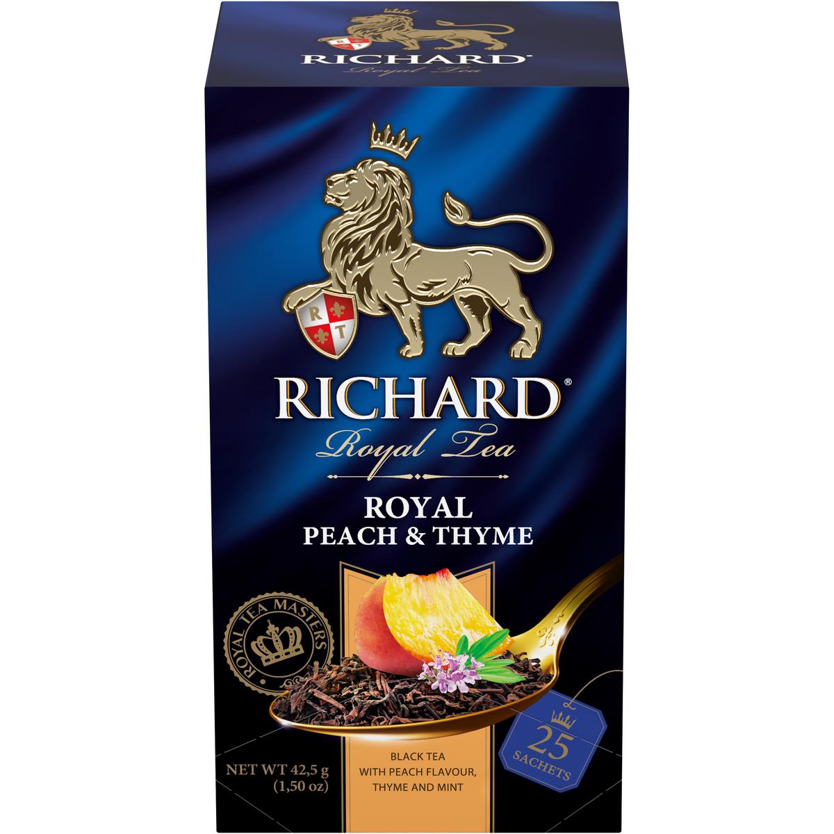 

Чай черный Richard Royal Peach & Thyme, с добавками, 25 сашетов