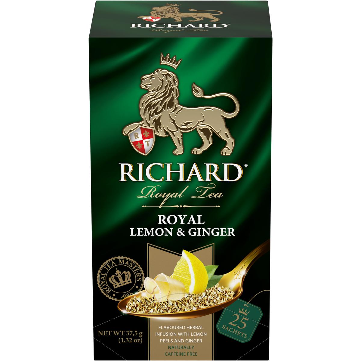 фото Чайный напиток richard royal lemon & ginger, с добавками, 25 сашетов
