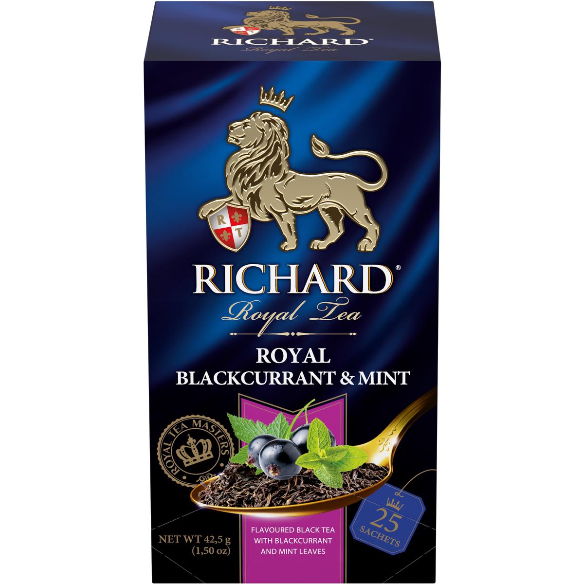 

Чай черный Richard Royal Blackcurrant & Mint, со смородиной и мятой, 25 сашетов