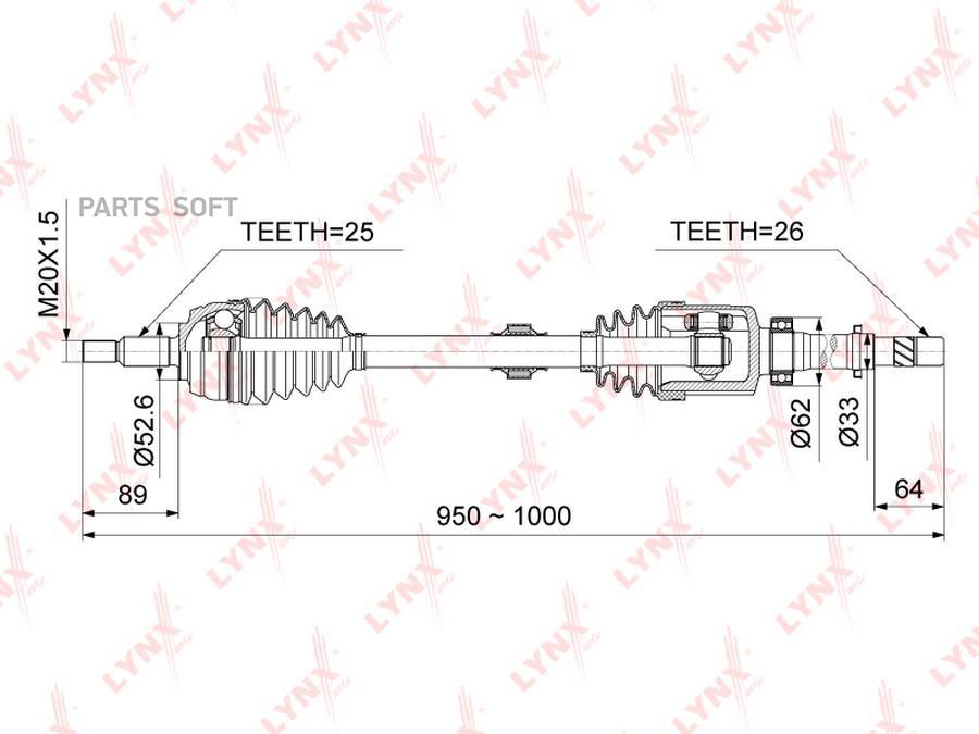 

LYNXAUTO 'CD1020 Привод в сборе прав.RENAULT Duster 1.6 MT 10=> 1шт