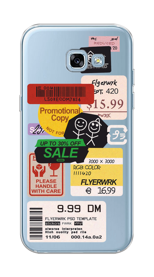 

Чехол на Samsung Galaxy A5 2017 "Коллаж из наклеек", Красный;желтый;зеленый;белый, 20650-1