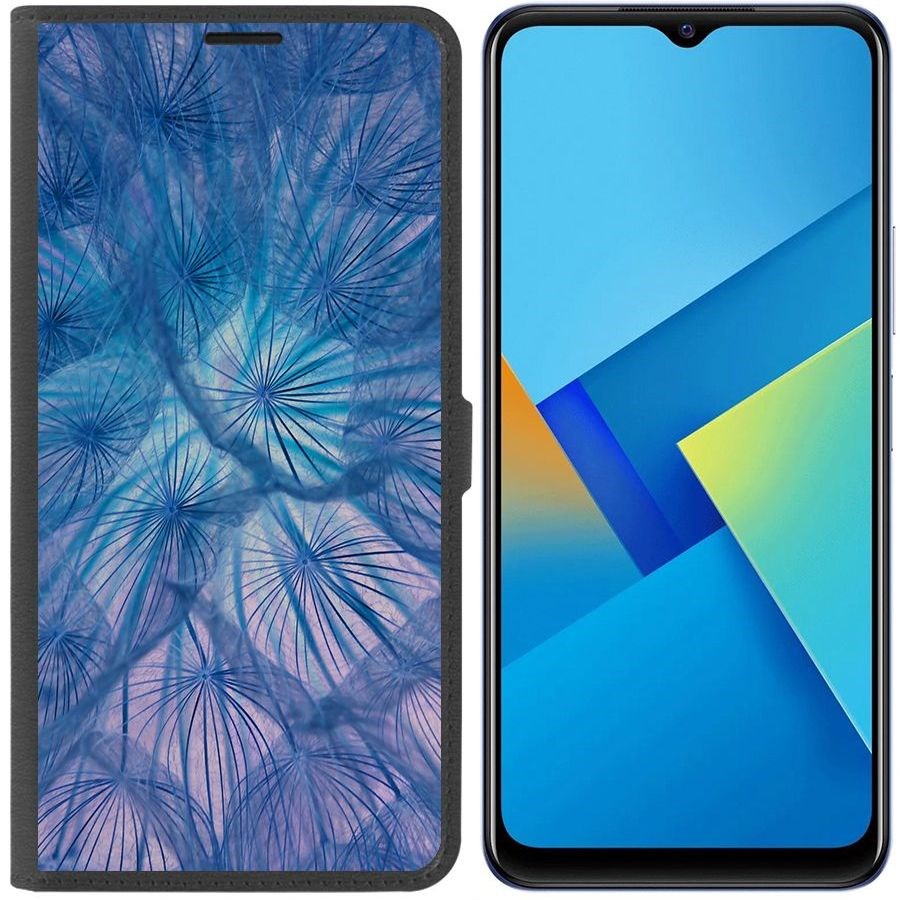 

Чехол-книжка Eco Book для Vivo Y21 Синий одуванчик, Черный