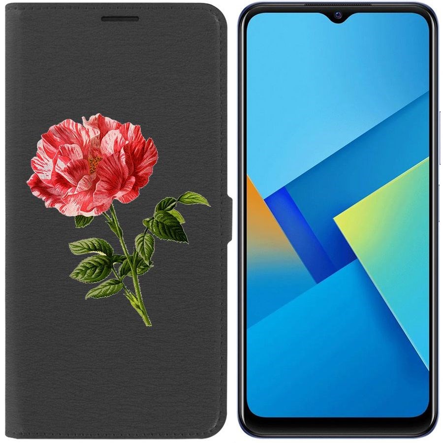 

Чехол-книжка Eco Book для Vivo Y21 Рисованная роза, Черный