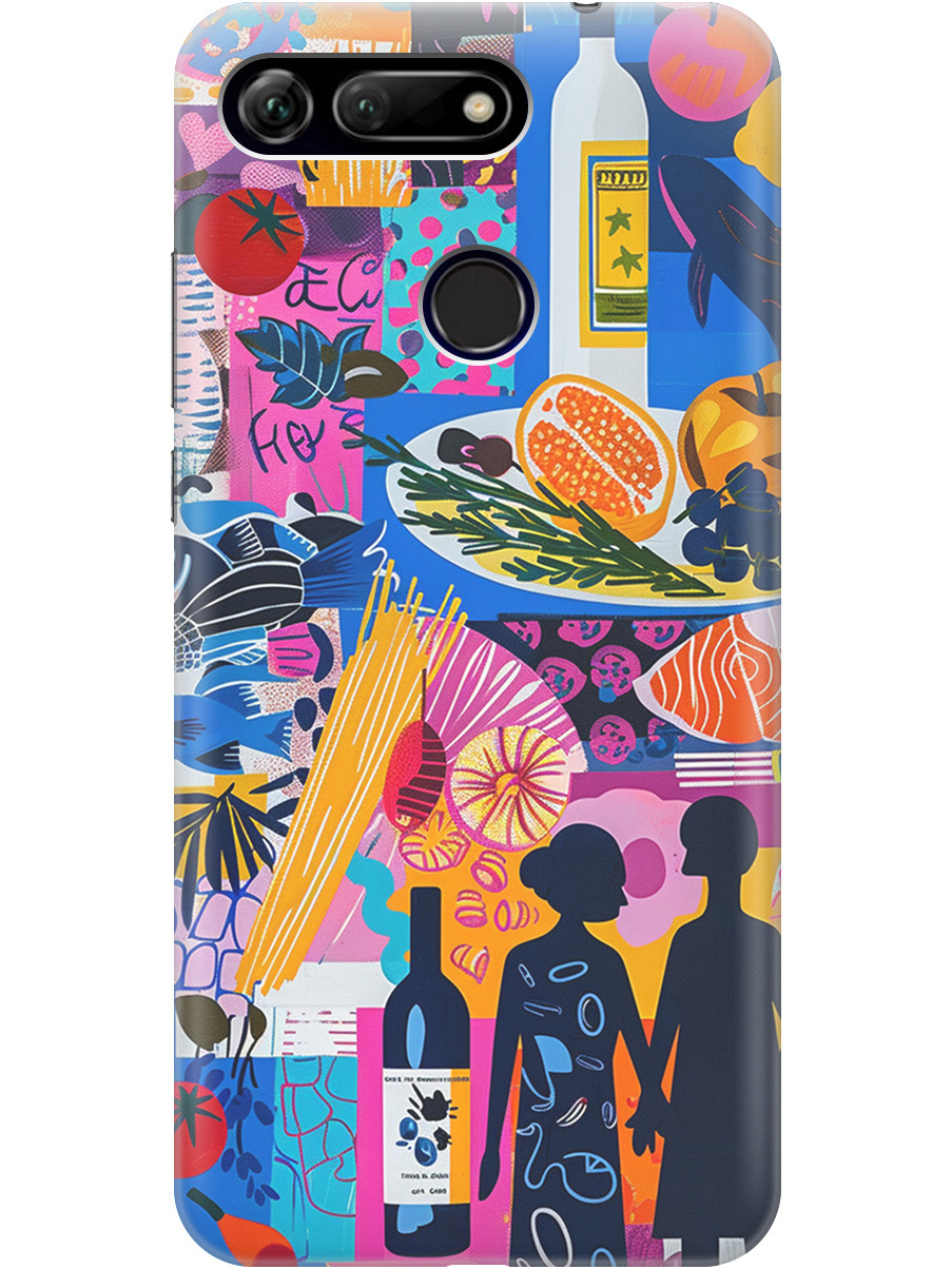 

Силиконовый чехол на Honor View 20 (V20) с принтом "Гастрономический коллаж", Синий;прозрачный;розовый, 720257751