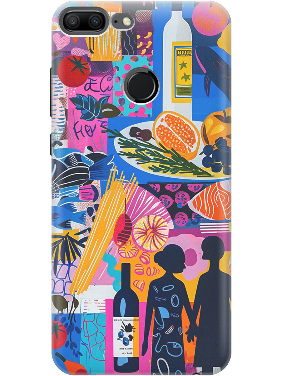 

Силиконовый чехол на Honor 9 Lite с принтом "Гастрономический коллаж", Синий;прозрачный;розовый, 717568451