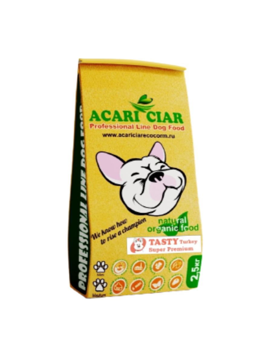 фото Сухой корм для собак acari ciar tasty turkey super premium, индейка, мини гранулы, 2.5 кг