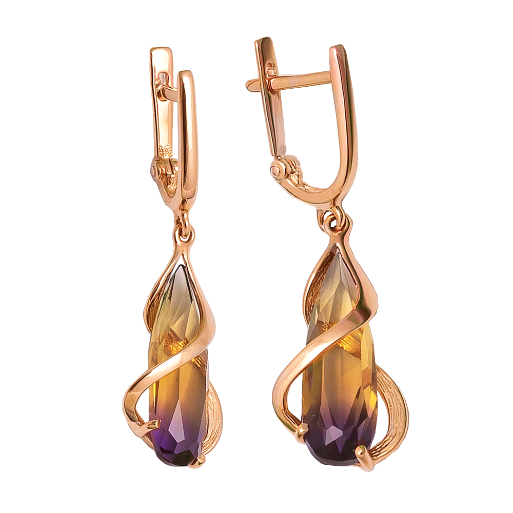 

Серьги из красного золота ЯХОНТ Золотой 224600, аметрин, 224600