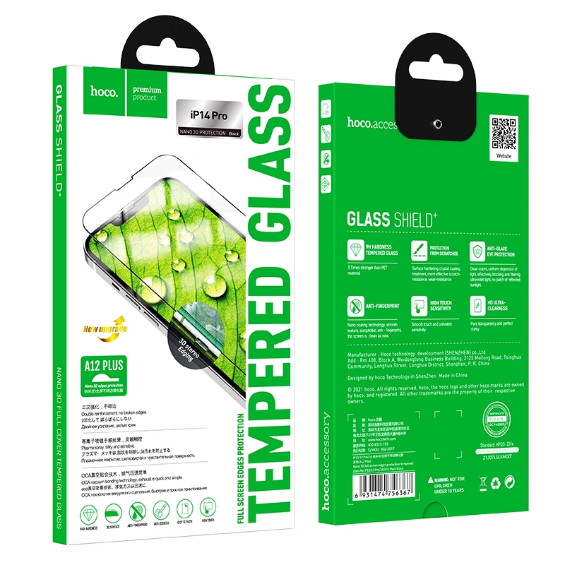 

Защитное стекло Hoco A12+ Nano 3d full screen edges protection для iPhone 14 Pro, A12+