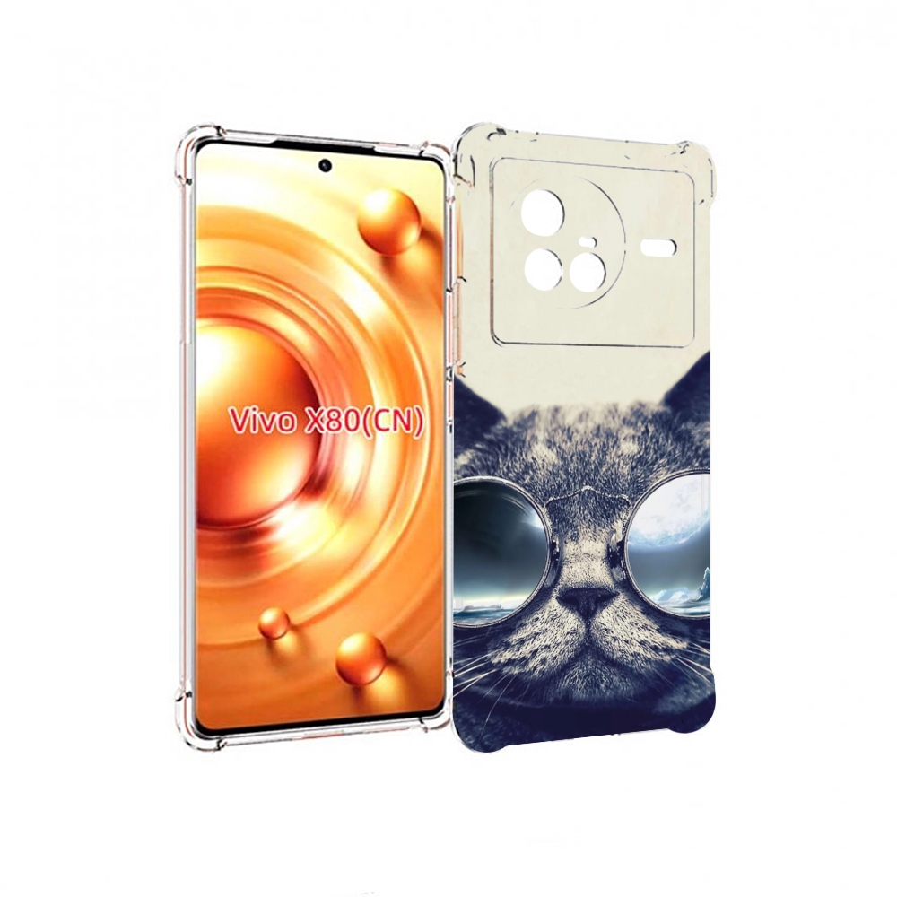 

Чехол Mypads Кот-В-Очках-2 Для Vivo X80, Прозрачный, Tocco