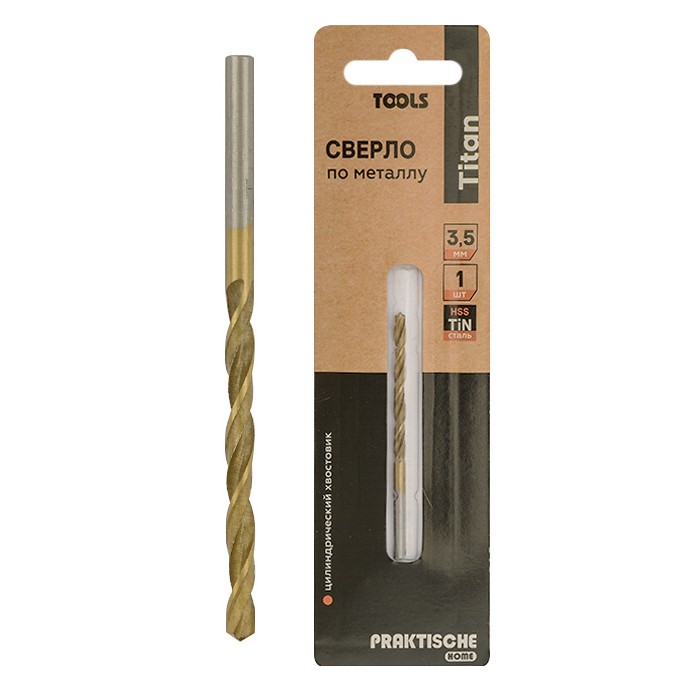 

Сверло по металлу 3,5 мм Титан Practische Tools уп. 1 шт Blister