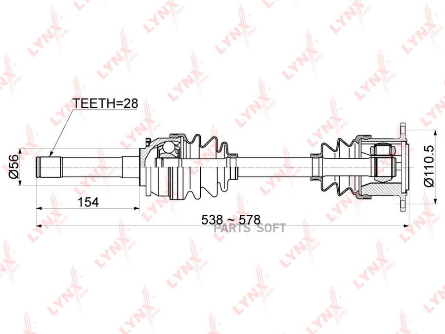 

LYNXAUTO 'CD1088 Привод в сборе пер.прав.MITSUBISHI Pajero II 2.5D-3.0 94-00 / L200(K60/K7