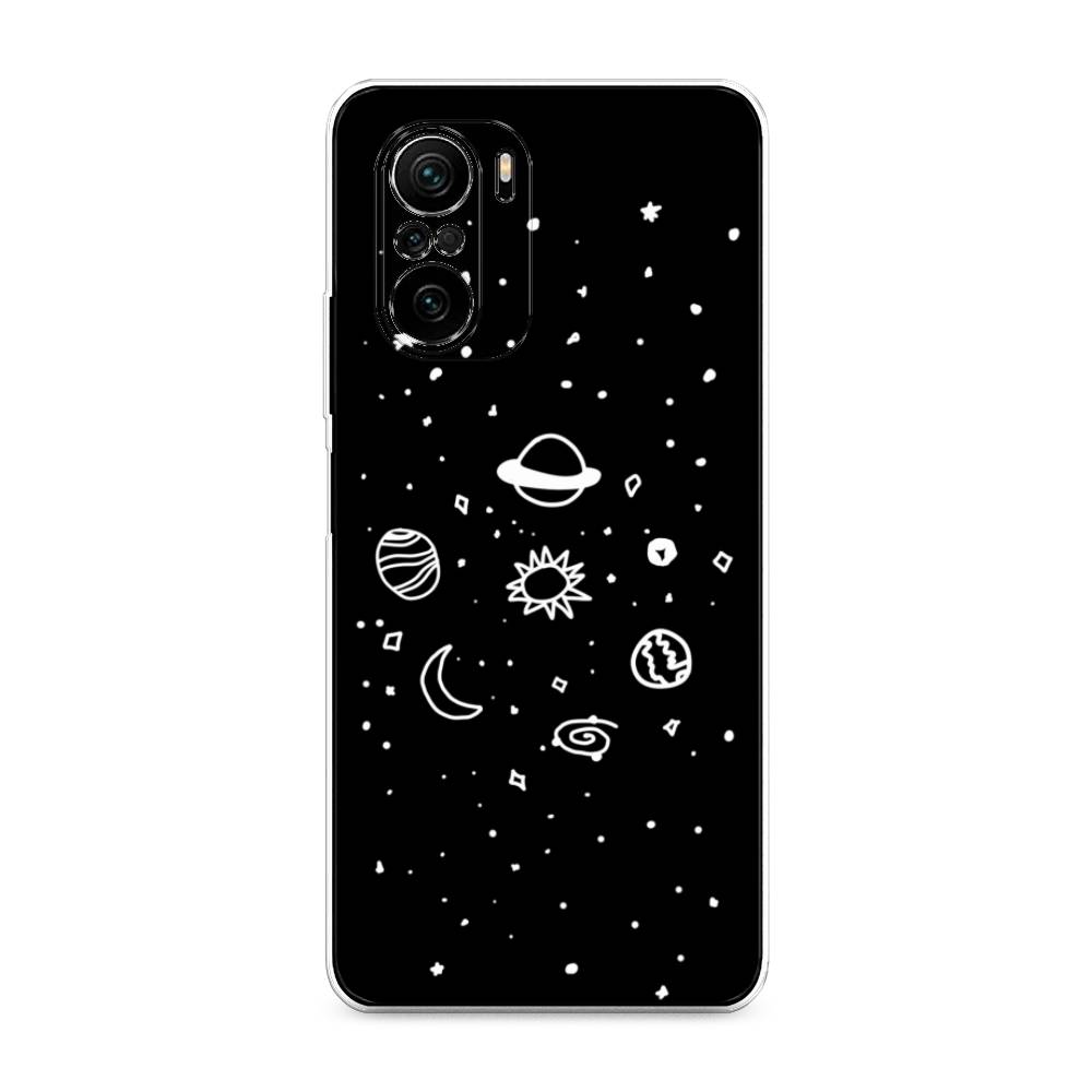 

Чехол на Poco F3 "Дудл солнечной системы", Бежевый;серый, 312650-2