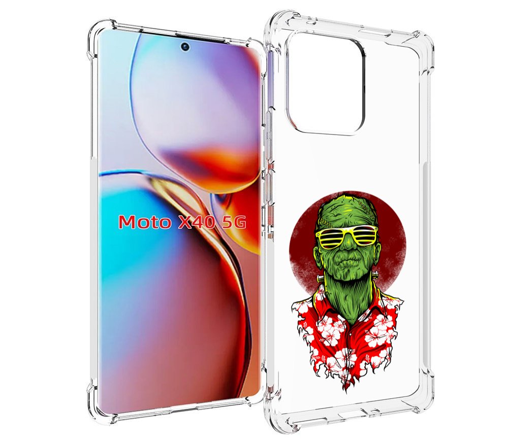 

Чехол MyPads крутой зеленый мужчина в очках для Motorola Moto X40, Прозрачный, Tocco