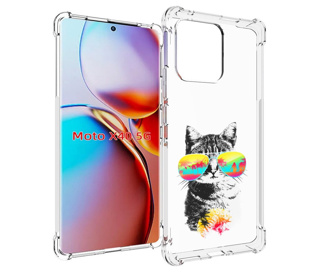 

Чехол MyPads крутой кот для Motorola Moto X40, Прозрачный, Tocco