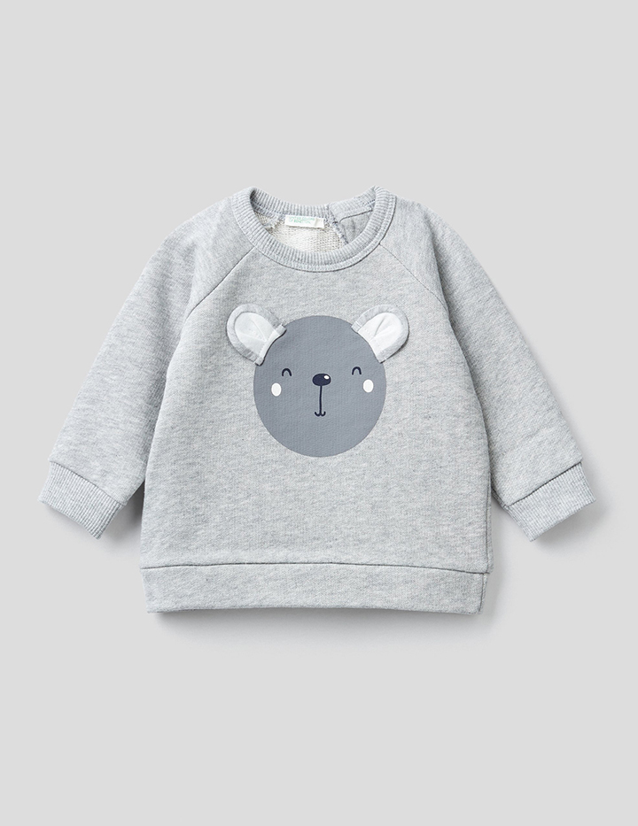 

Свитшот для девочек Benetton цв. серый р.68, 21A_3J70MM296