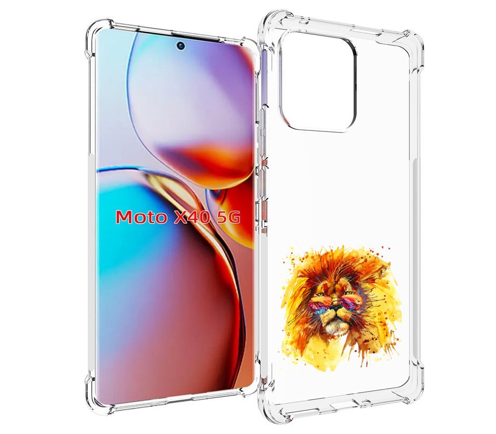 

Чехол MyPads лев в очках для Motorola Moto X40, Прозрачный, Tocco