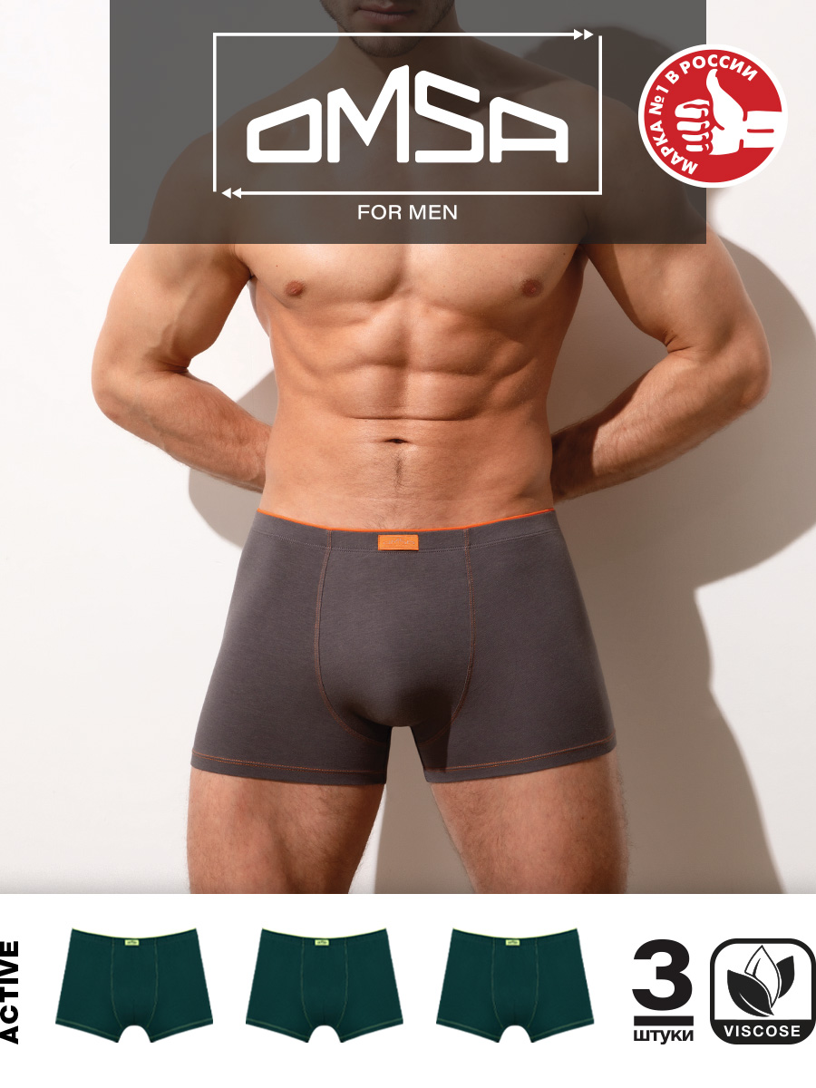 

Комплект трусов мужских Omsa OmA 3834 зеленых 3XL, Зеленый, OmA 3834